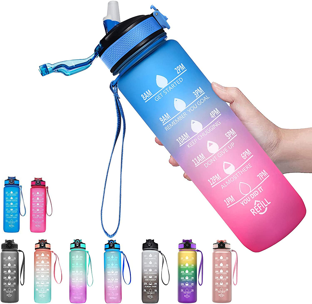 Smart Water Bottle Tracker - 動機付けのスポーツウォーターボトル、漏れ防止飲用ボトル、屋外旅行、ハイキング、サイクリング、750 ml、1000ml