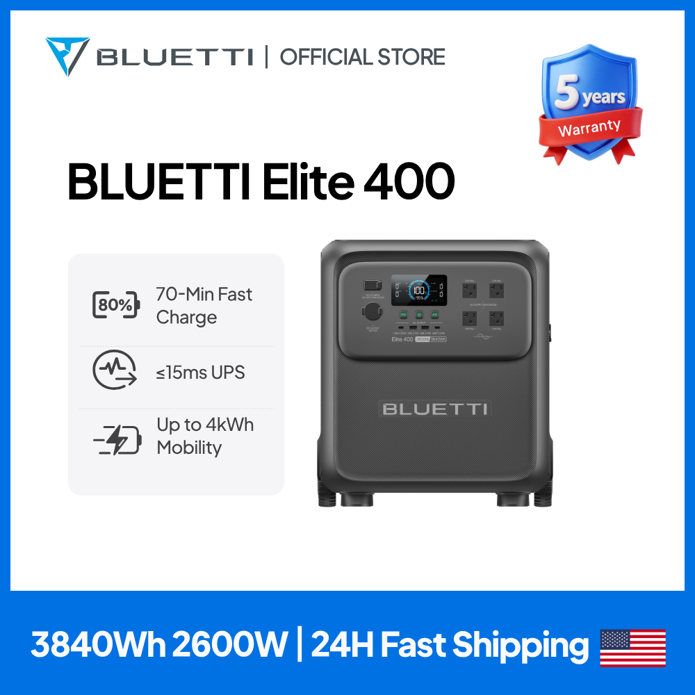 Solar Powered Charger - BLUETTI Elite 400 2600W 3840Wh 超大容量ソーラー発電ステーション