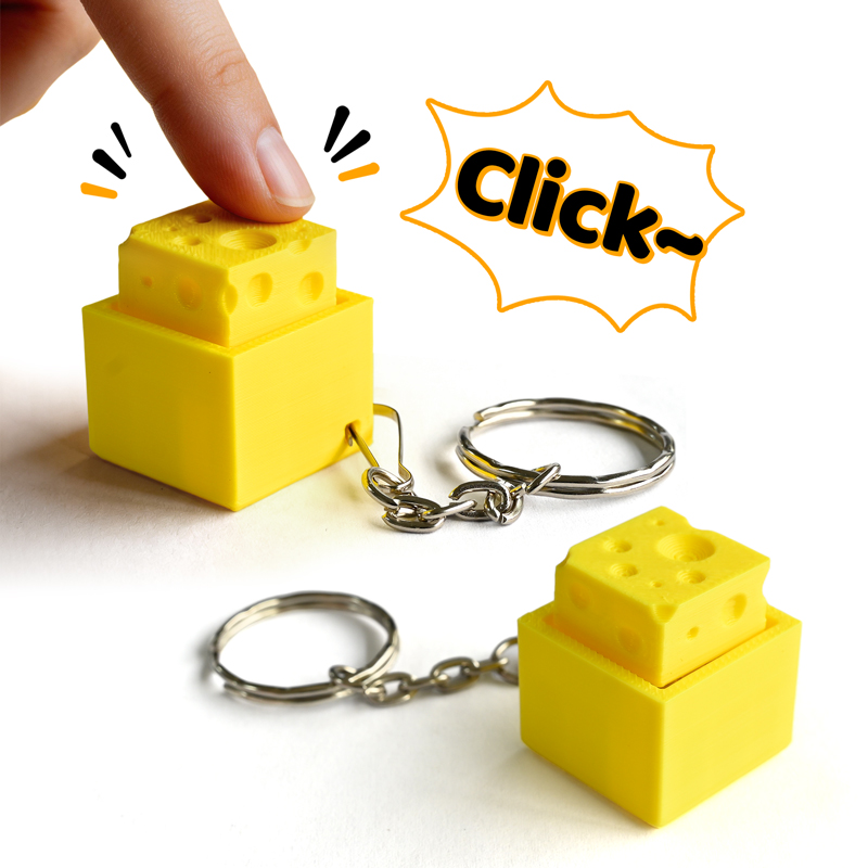 3D プリントチーズキーフィジェットクリッカーキーホルダーミ - Electronics Latest Gadgets のレビューと価格