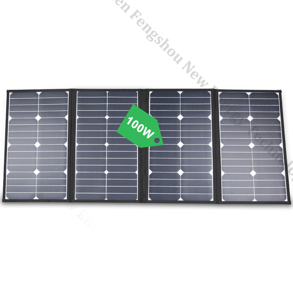 ポータブル 100 ワット折りたたみ式ソーラーパネル充電器キ - Solar Powered Charger のレビューと価格
