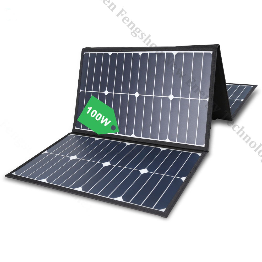 ポータブル 100 ワット折りたたみ式ソーラーパネル充電器キ - Solar Powered Charger のレビューと価格