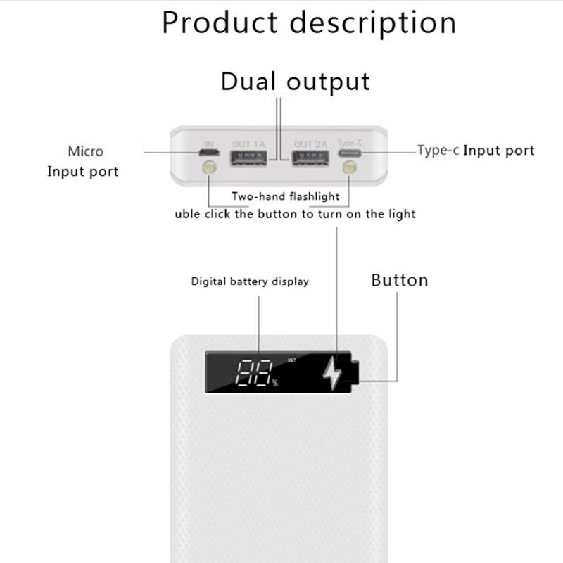 18650パワーバンク,5x18650,ポータブル外部バッテ - Solar Powered Charger のレビューと価格